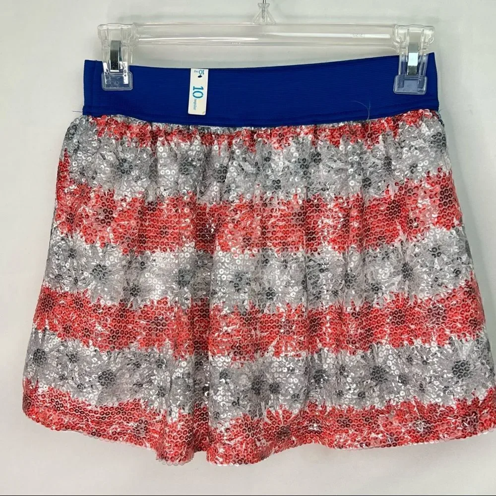 Justice Red white and blue Flag Sequins Skort NWT